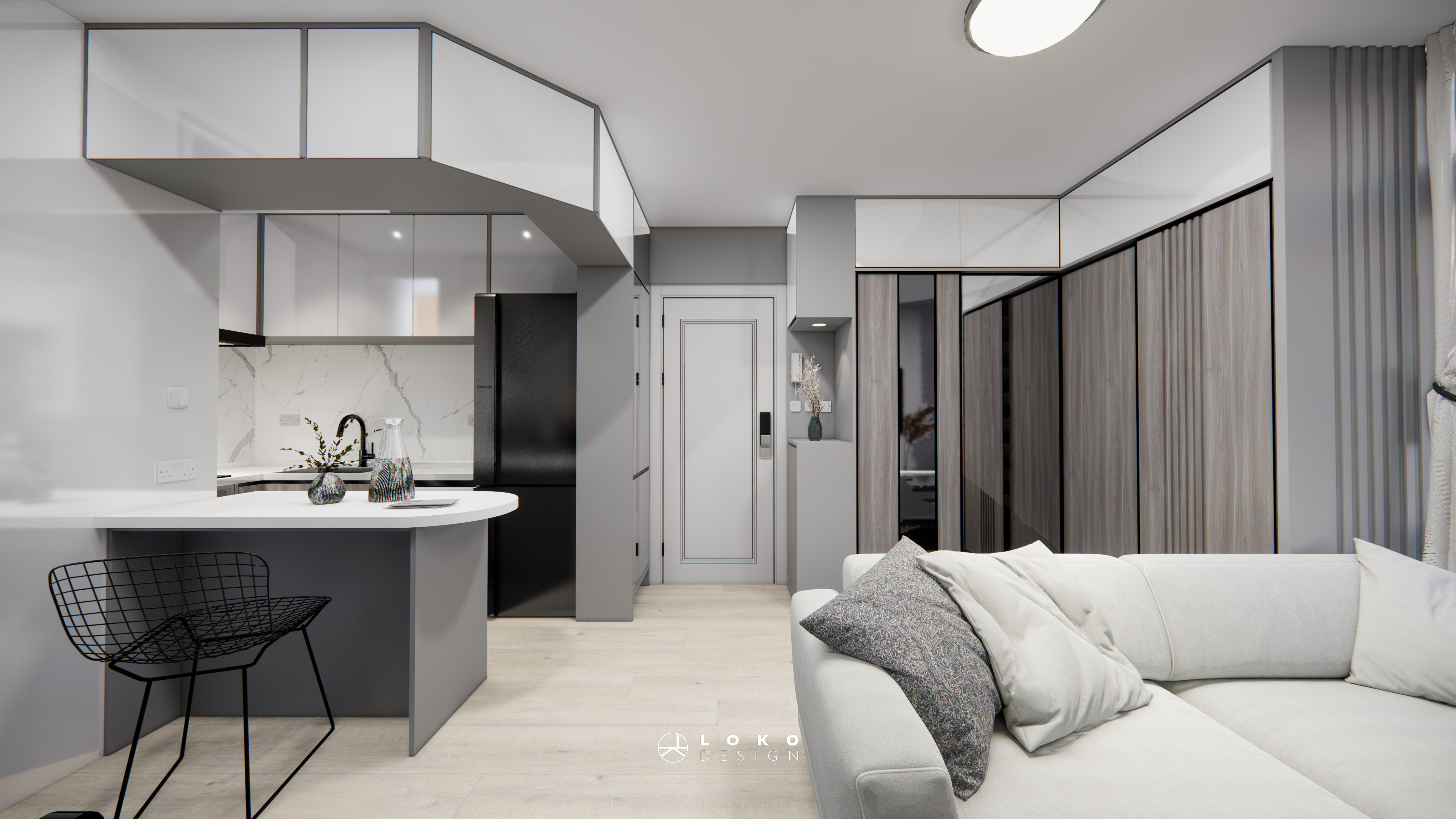 Heng Fa Chuen｜杏花邨｜裝修案例分享｜灰白色調現代簡約小坪數家居設計｜LOKO DESIGN