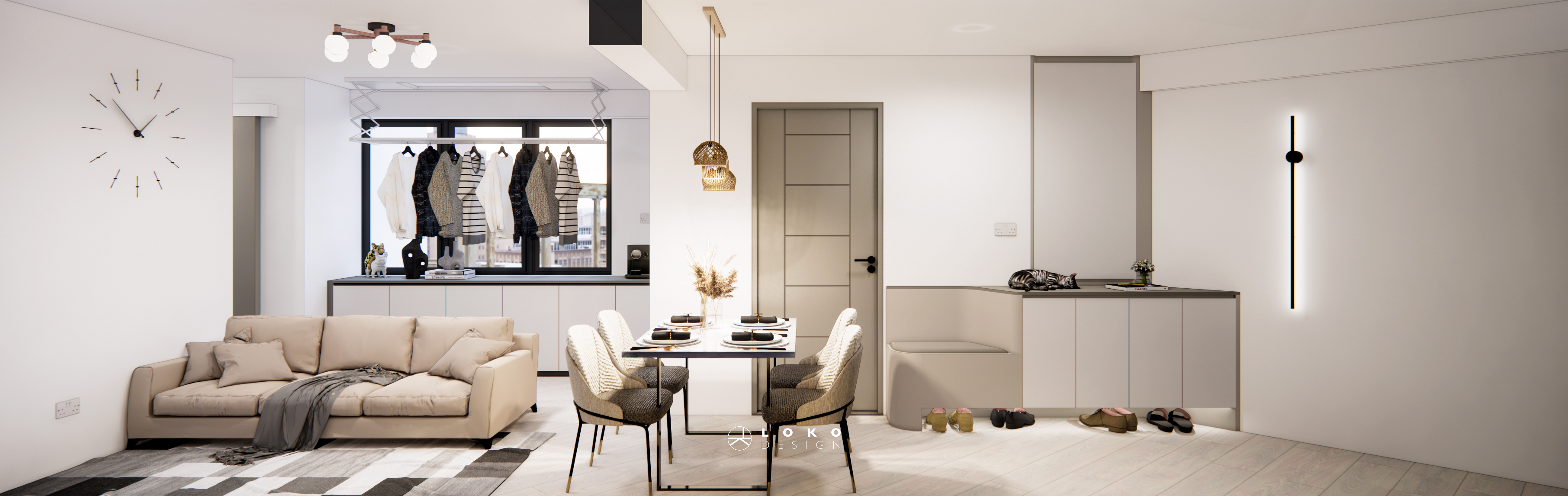 Tsui Lai Garden｜翠麗花園｜裝修案例分享｜現代極簡鑽石型廚房家居設計｜LOKO DESIGN